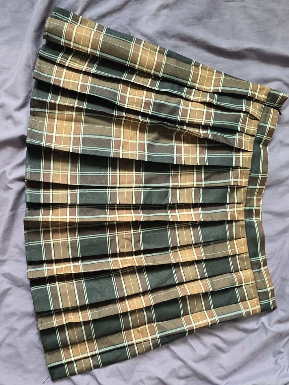 Pleated Brown Plaid Women's Skirt